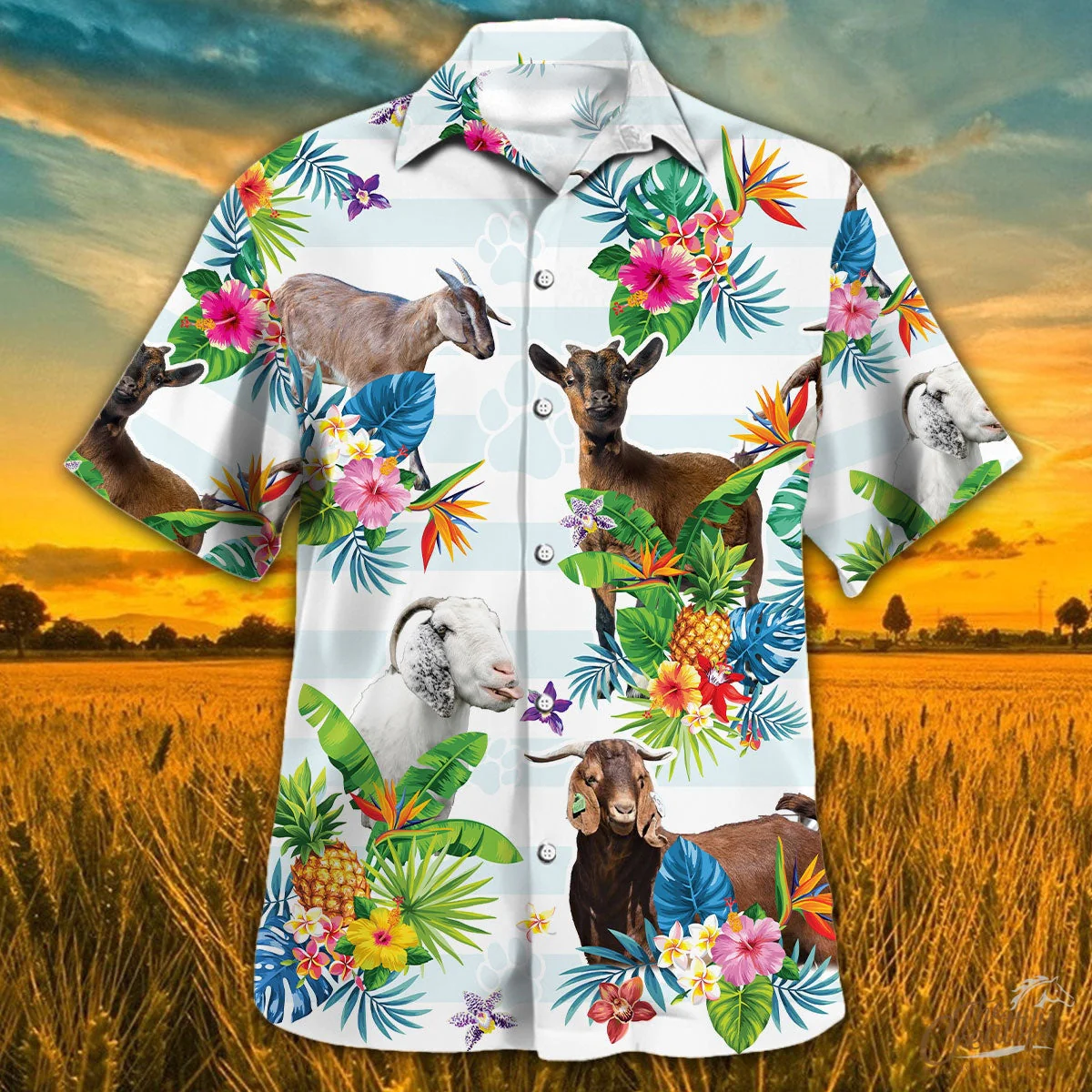Goat Tropical Flower Trendy Hawaiian Shirt, Goat Trendy Hawaiian Shirt For Summer Gifts Goat Tropical Flower Trendy Hawaiian Shirt, Goat Trendy Hawaiian Shirt For Summer Gifts