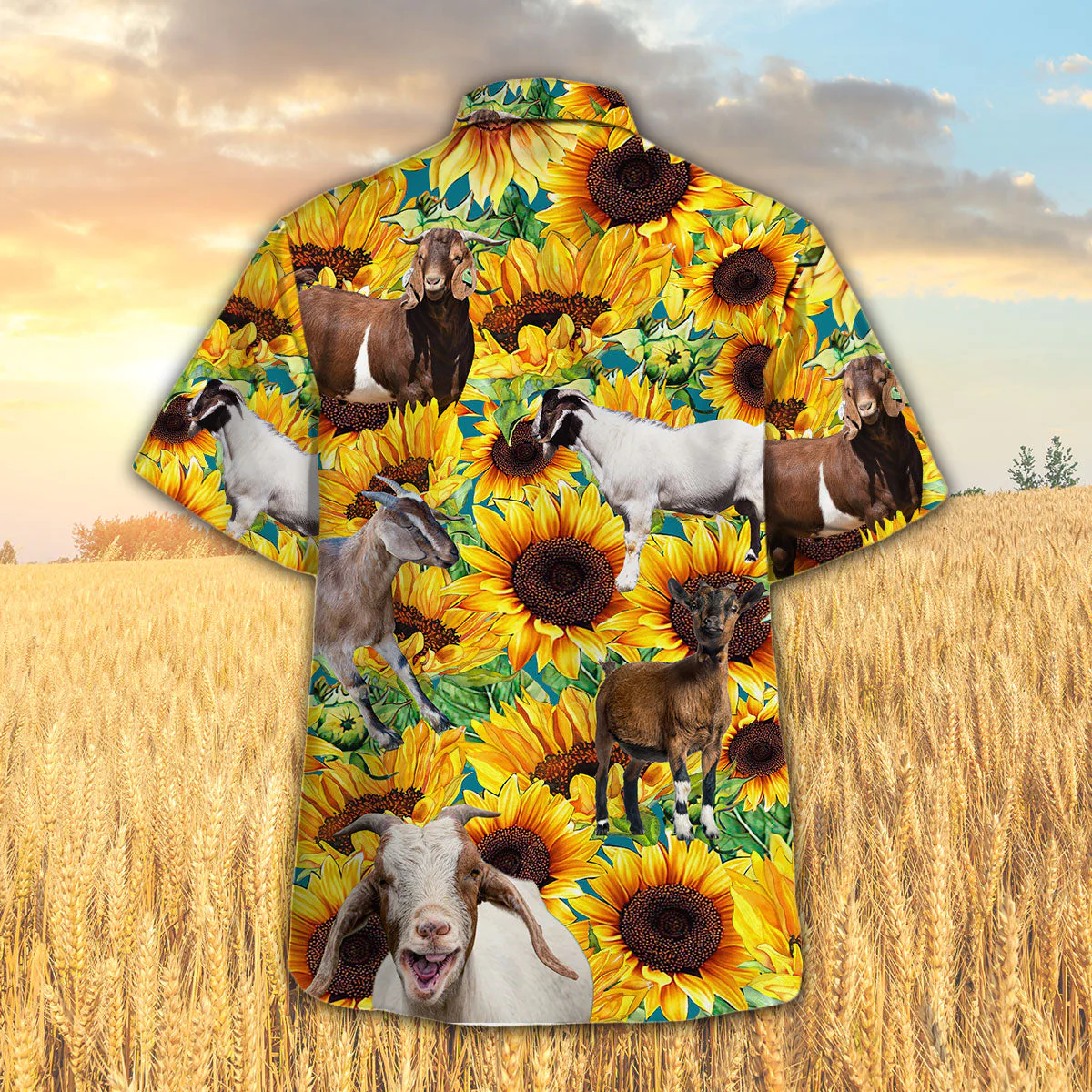 Goat With Sunflower Theme 3D Hawaiian Shirt Unique Printed Design