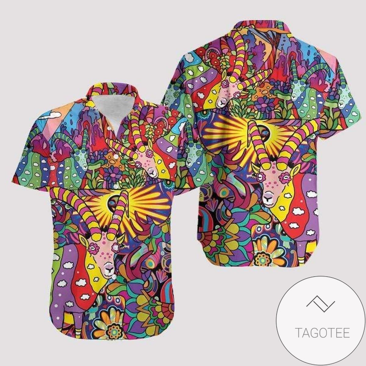 Goats Embrace Hippie Soul During Halloween’s Festive Hawaiian Shirt