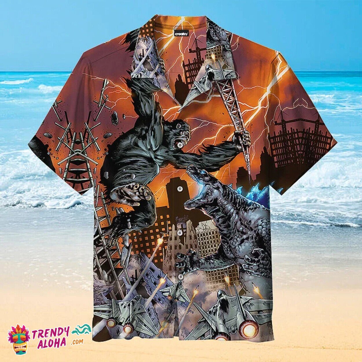 Godzilla Versus King Kong Epic Battle Movie Hawaiian Shirt