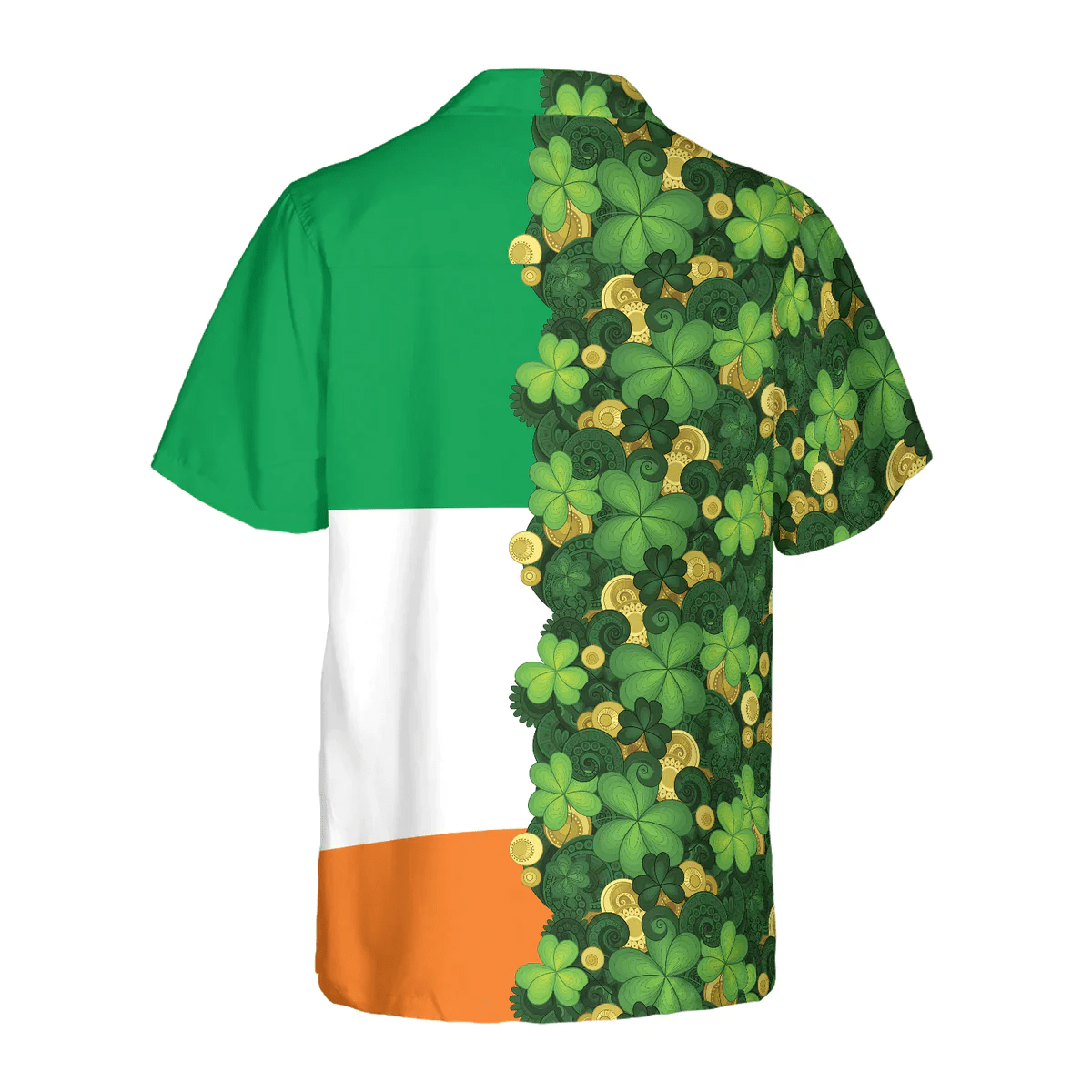 Gold Coins Shamrock Saint Patrick’s Day Irish Ireland Flag Trendy Hawaiian Shirt