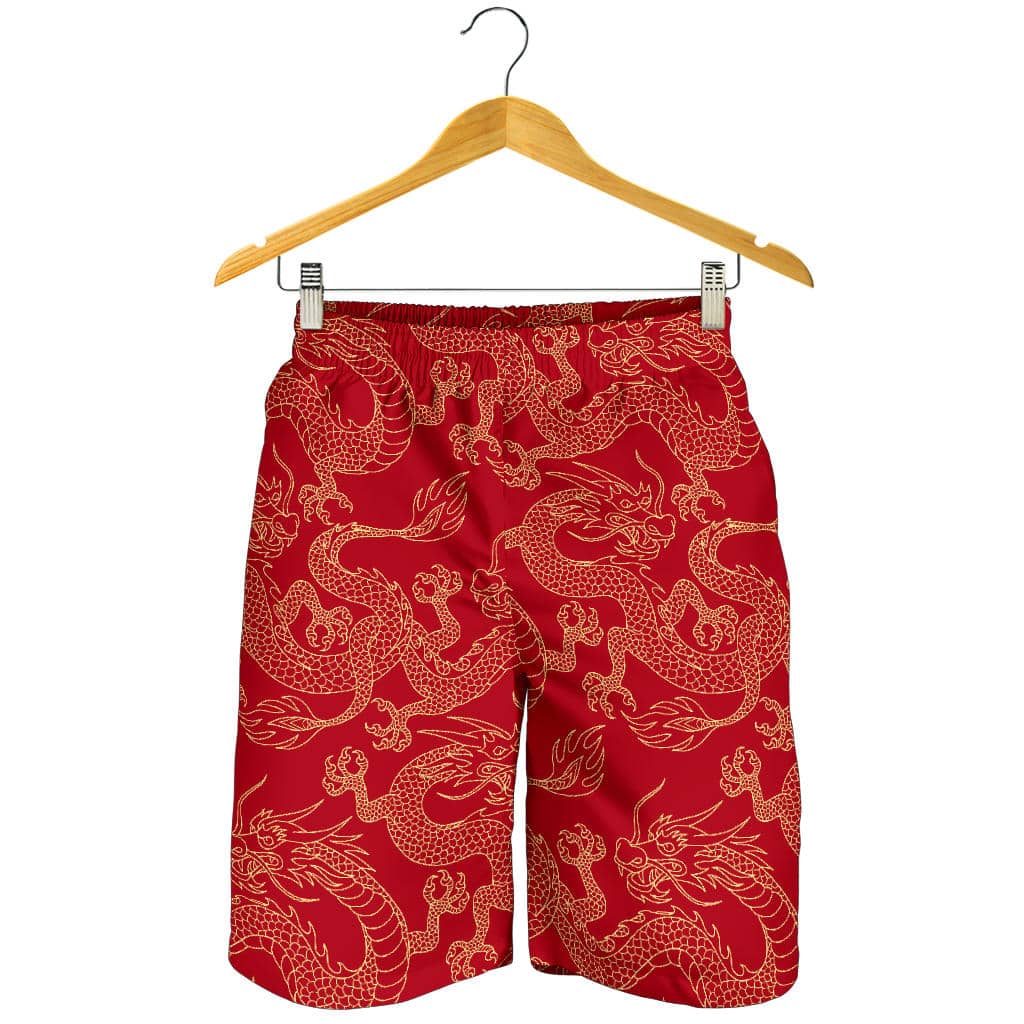 Gold Dragons Red Background For Men Women Kid Shorts