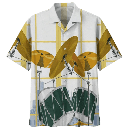 Gold Drum Background Trendy Hawaiian Shirt For Men, Women