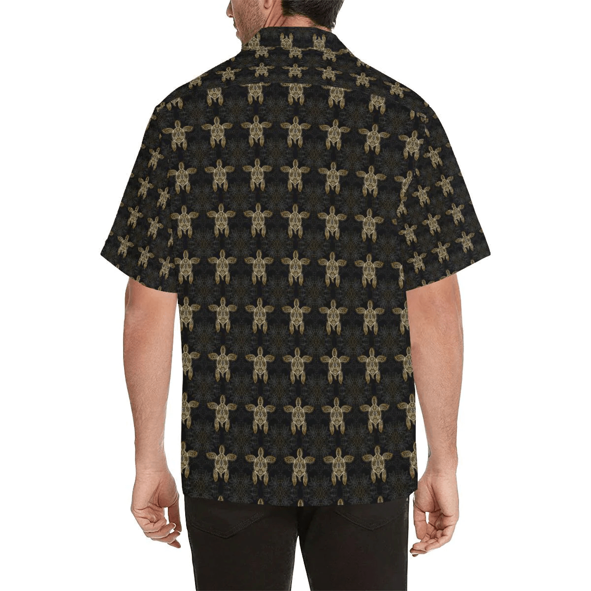 Gold Tribal Turtle Polynesian Design Trendy Hawaiian Shirt, Turtle Lover Trendy Hawaiian Shirt For