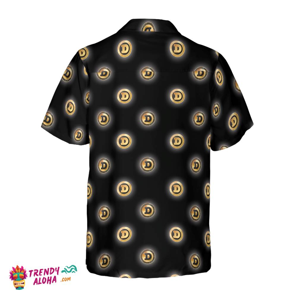 Golden Black Dogecoin Hawaiian Shirt