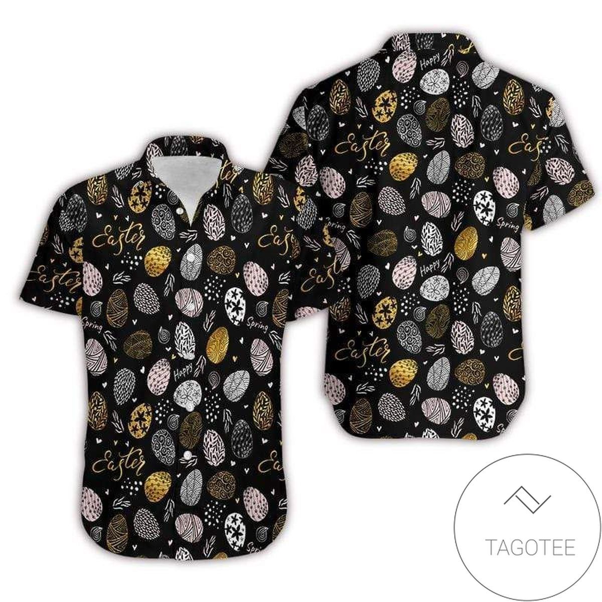 Golden Bunny Eggs Celebrate Easter Elegance Hawaiian Shirt