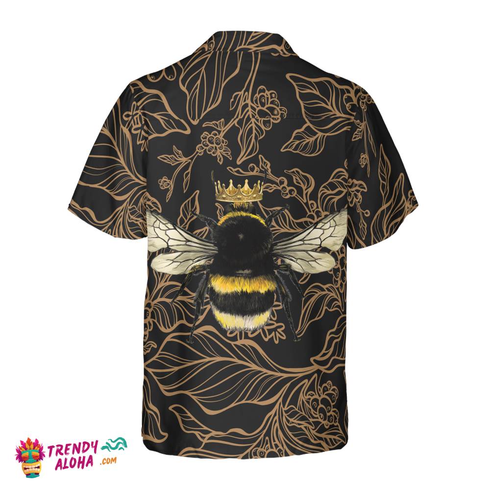 Golden Floral Bee Hawaiian Shirt