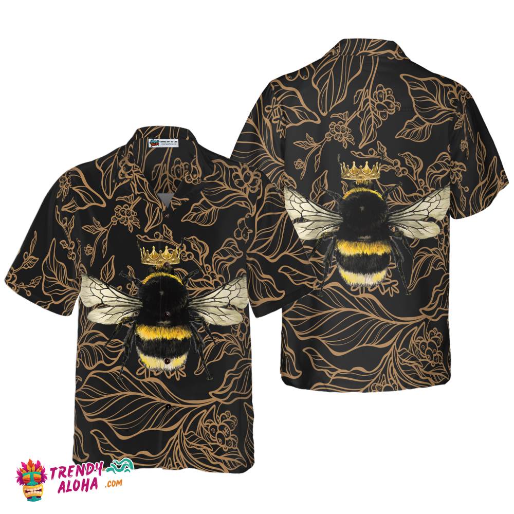 Golden Floral Bee Hawaiian Shirt Golden Floral Bee Hawaiian Shirt
