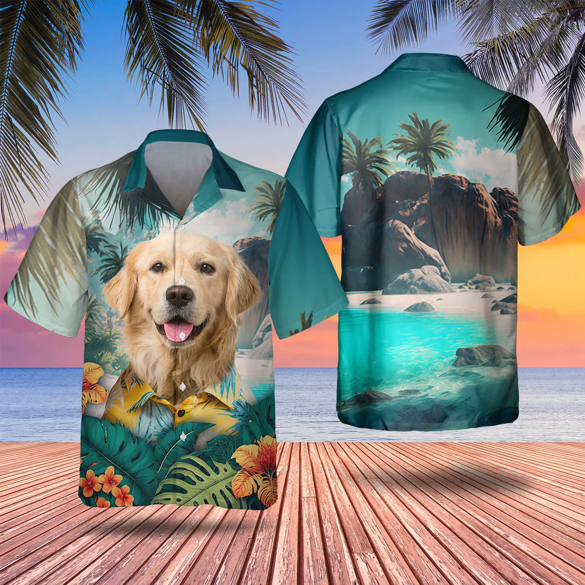Golden Retriever 3D Tropical Trendy Hawaiian Shirt For Men And Women Golden Retriever 3D Tropical Trendy Hawaiian Shirt For Men And Women