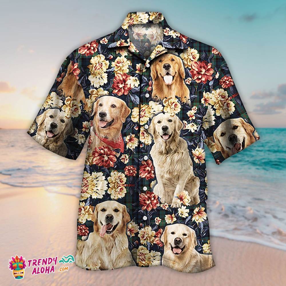 Golden Retriever Aloha Shirt Golden Retriever Floral, Aloha Hawaiian Shirts