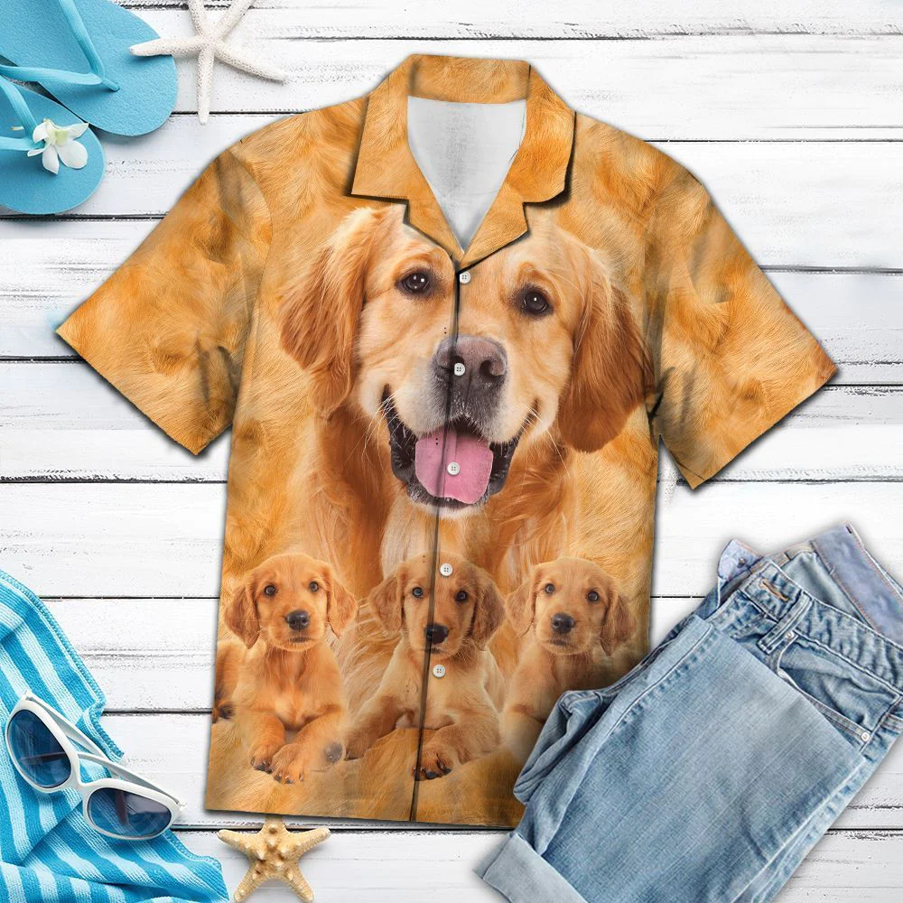 Golden Retriever Brown Trendy Hawaiian Shirt