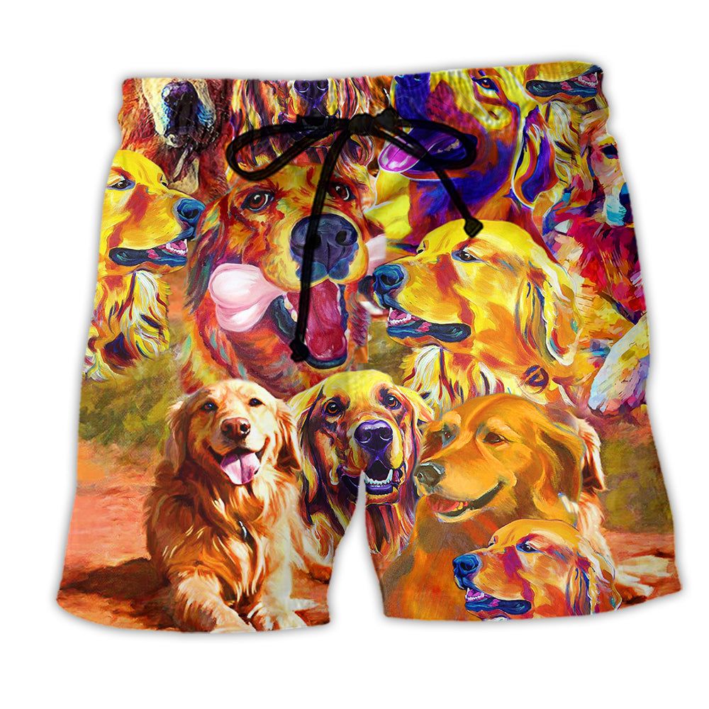 Golden Retriever Dog Best Retriever Dad Ever Trendy Aloha Hawaiian Beach Shorts