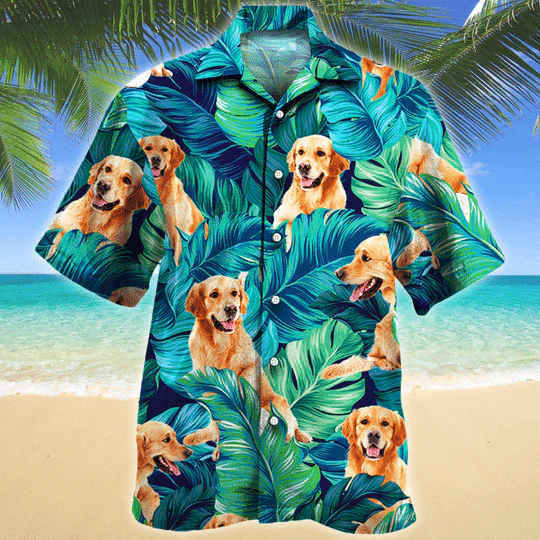 Golden Retriever Dog Lovers Hawaiian Style For Summertime All Printed 3D Hawaiian Shirt
