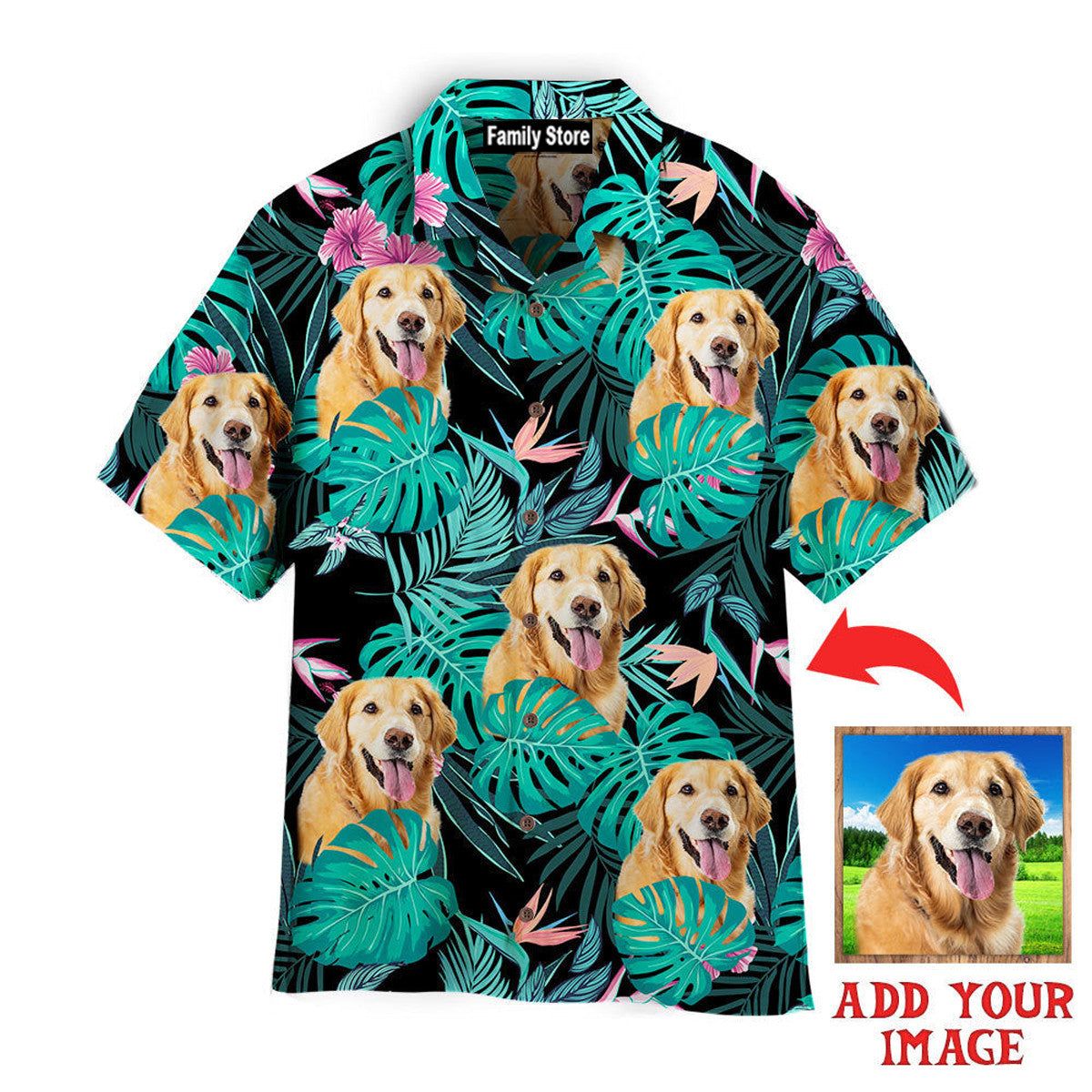 Golden Retriever Dog Palm Leaves Tropical Custom Hawaiian Shirt Golden Retriever Dog Palm Leaves Tropical Custom Hawaiian Shirt