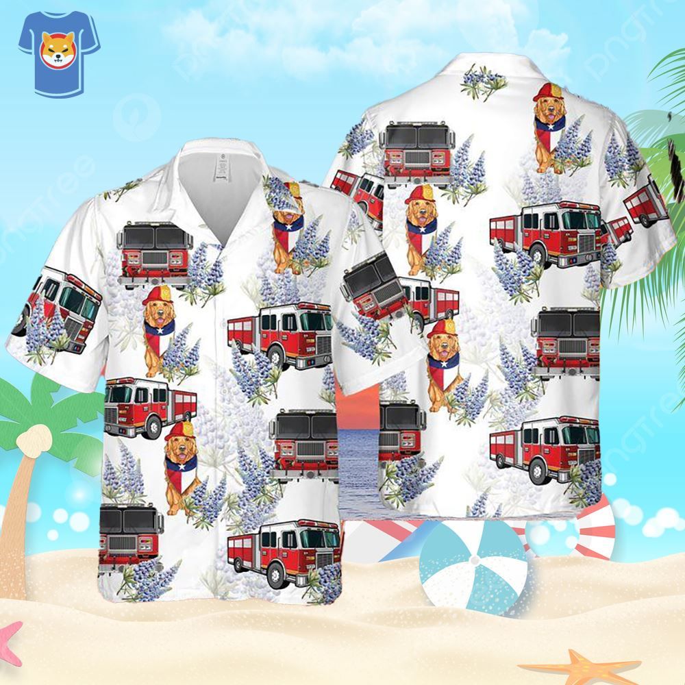 Golden Retriever Firefighter Tropical Texas Hawaiian Shirt For Men And Women