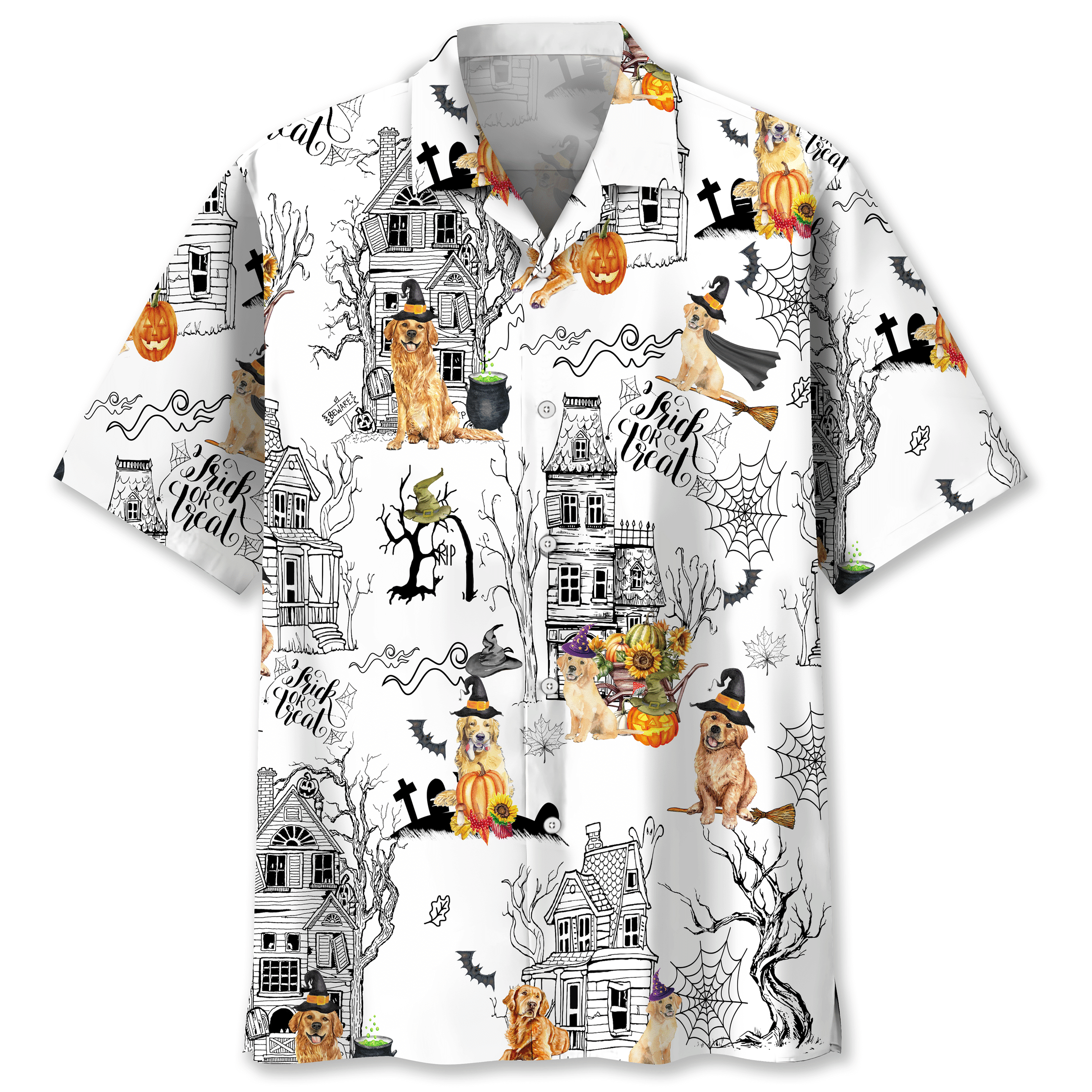 Golden Retriever Halloween Trendy Hawaiian Shirt
