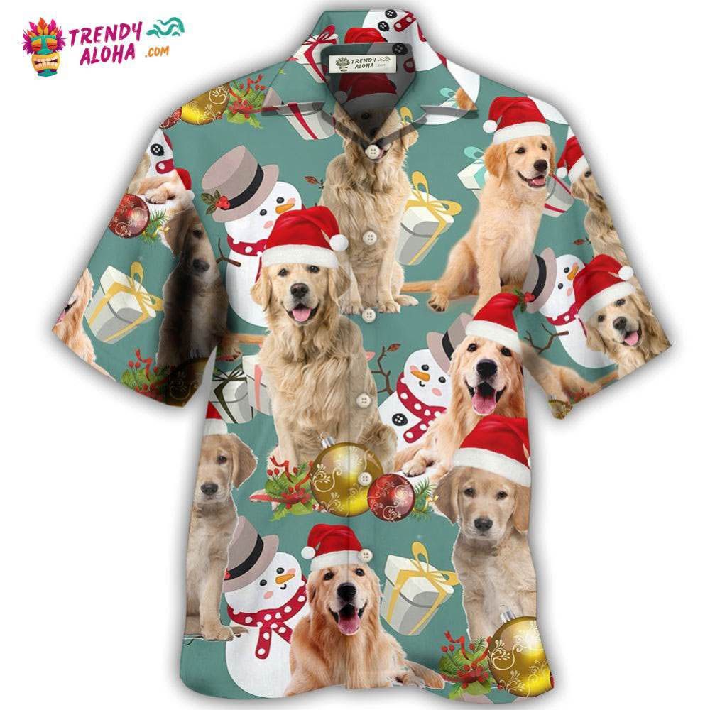 Golden Retriever Merry Christmas Hawaiian Shirt – Trendy Aloha