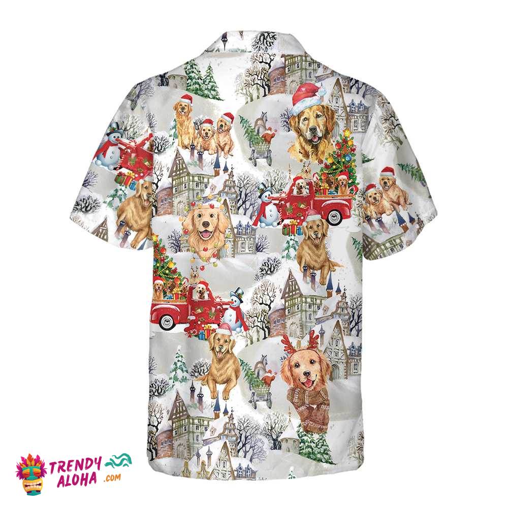 Golden Retriever On Christmas Hawaiian Shirt, Golden Retriever Christmas Shirt, Christmas Gift For Golden Retriever Lover