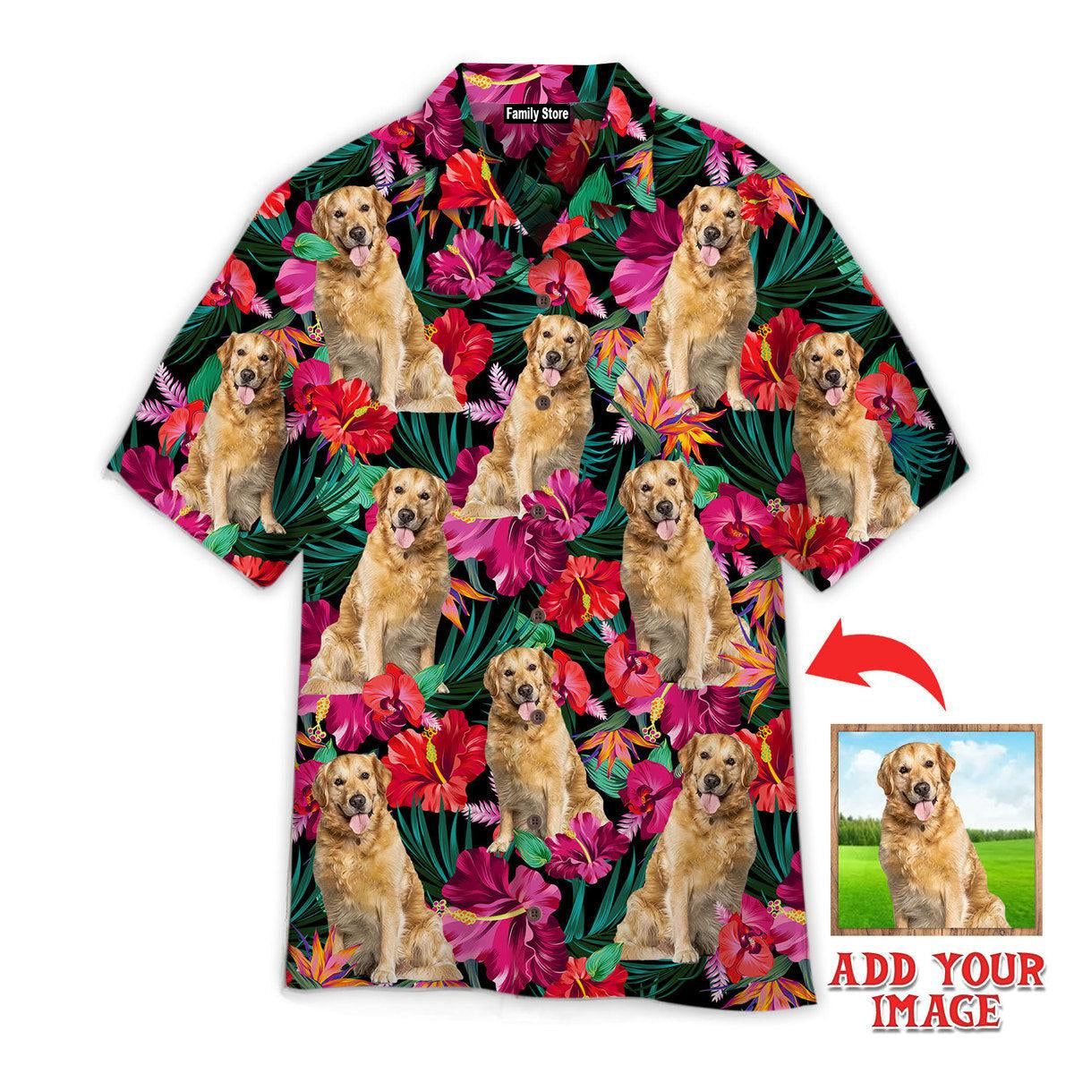 Golden Retriever Palm Tree Island Custom Hawaiian Shirt