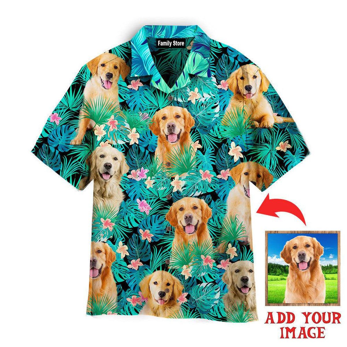 Golden Retriever Tropical Custom Hawaiian Shirt Golden Retriever Tropical Custom Hawaiian Shirt