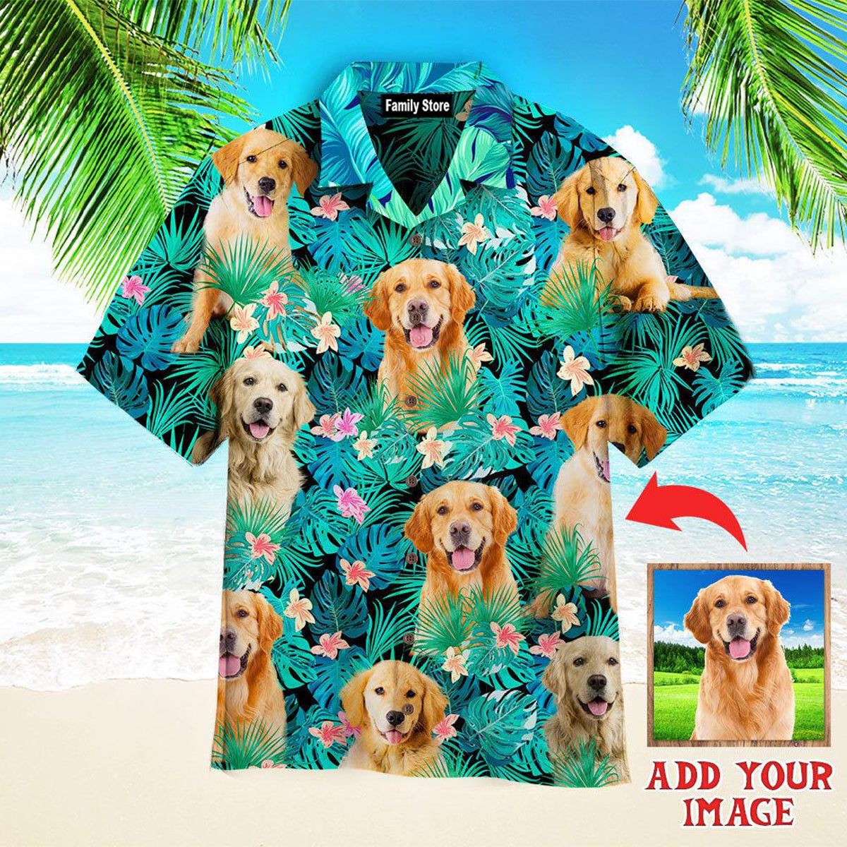 Golden Retriever Tropical Custom Hawaiian Shirt