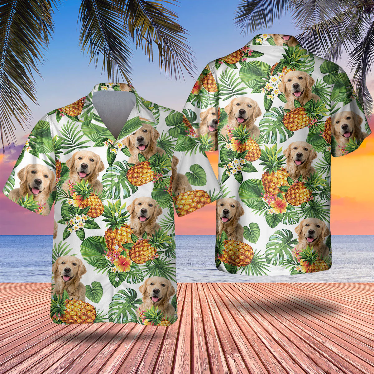 Golden Retriever Tropical Pattern Trendy Hawaiian Shirt, Dog Lover Trendy Hawaiian Shirt, Summer Gift For Men And Women