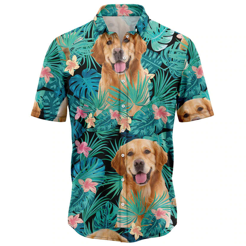 Golden Retriever Tropical Trendy Hawaiian Shirt, Summer Trendy Hawaiian Shirts For Men, Aloha Beach Shirt Golden Retriever Tropical Trendy Hawaiian Shirt, Summer Trendy Hawaiian Shirts For Men, Aloha Beach Shirt