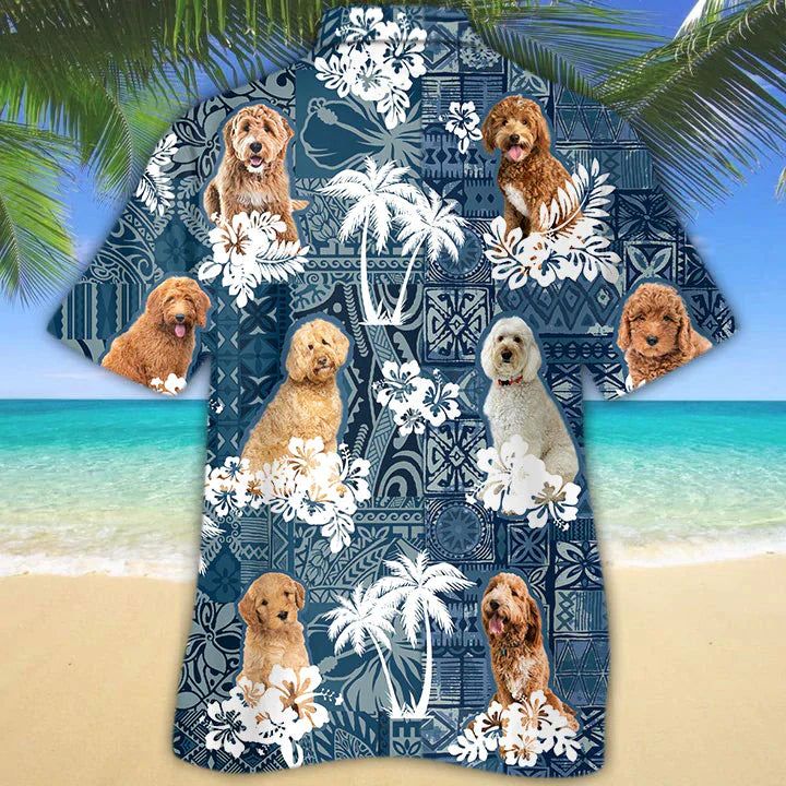 Goldendoodle Hawaiian Shirt, Goldendoodle Aloha Shirt, Flower Dog Short Sleeve Hawaiian Aloha Shirt