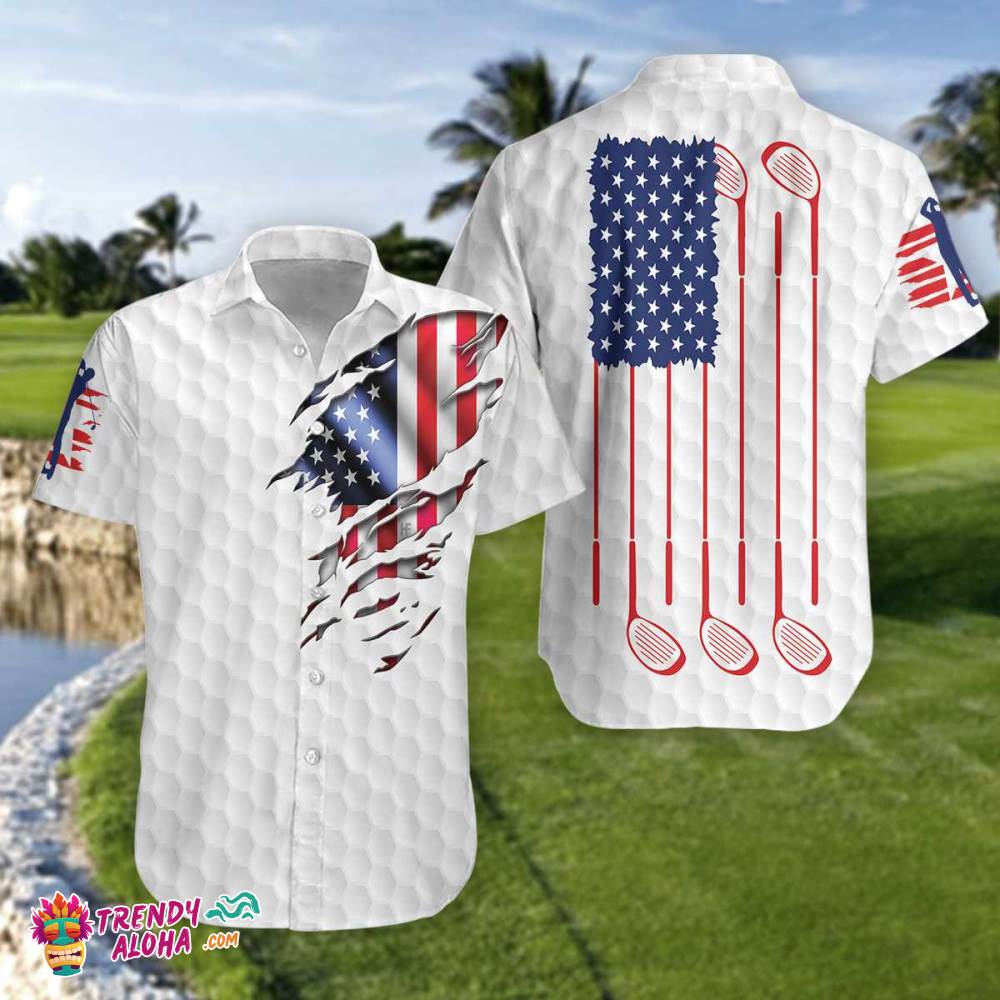 Golf American Flag Hawaiian Shirt