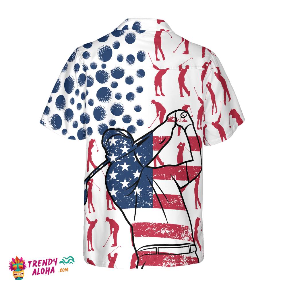 Golf American Flag Pose Hawaiian Shirt