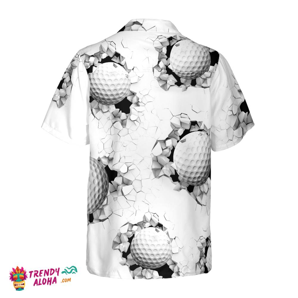 Golf Ball Breaking Through Wall Hawaiian Shirt