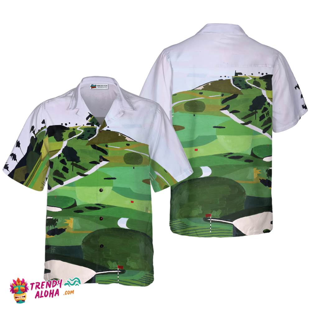 Golf Course Canvas Hawaiian Shirt Golf Course Canvas Hawaiian Shirt