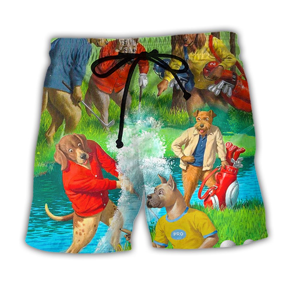 Golf Dog Cool Lover Golf Art Style Trendy Aloha Hawaiian Beach Shorts Golf Dog Cool Lover Golf Art Style Trendy Aloha Hawaiian Beach Shorts