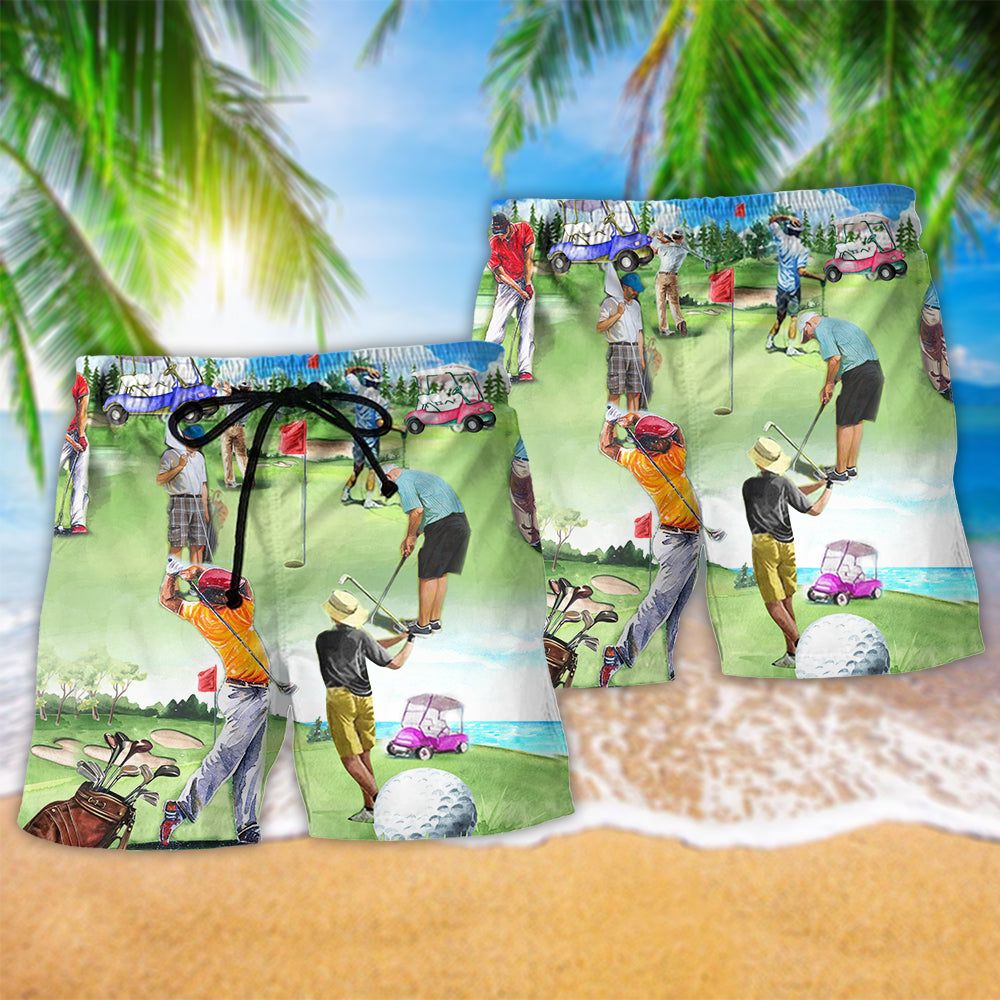 Golf Eat Sleep Golf Repeat Trendy Aloha Hawaiian Beach Shorts