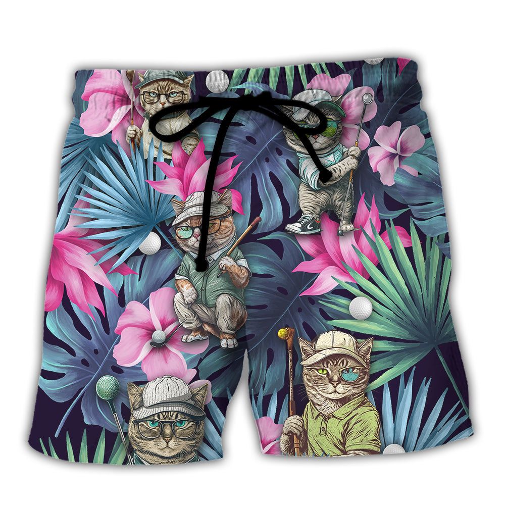 Golf Funny Cat Playing Golf Kiss My Putt Tropical Golf Lover Trendy Aloha Hawaiian Beach Shorts Golf Funny Cat Playing Golf Kiss My Putt Tropical Golf Lover Trendy Aloha Hawaiian Beach Shorts
