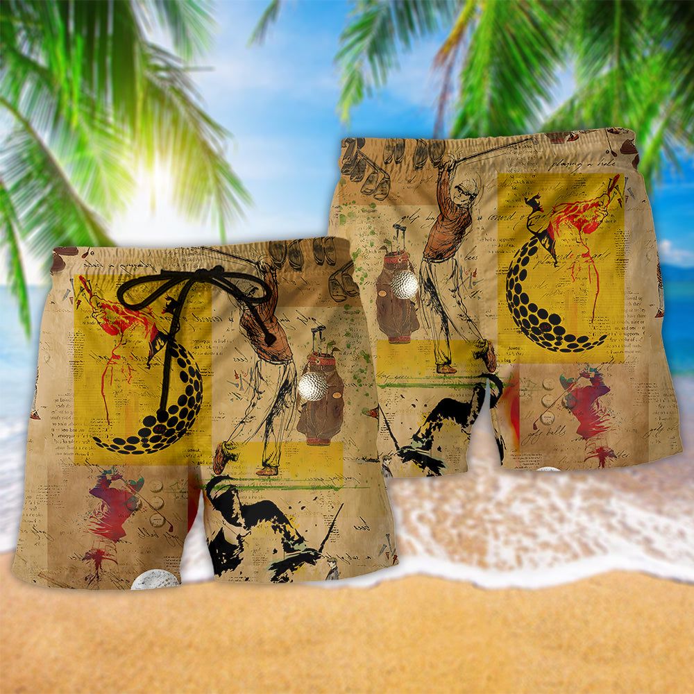 Golf Is A Game Not Just Of Manner But Of Morals Vintage Trendy Aloha Hawaiian Beach Shorts