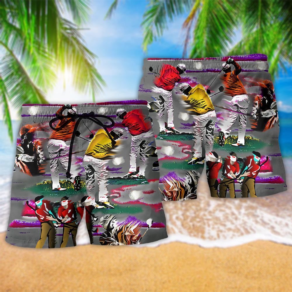 Golf Life Is A Game But Golfis Serious Color Trendy Aloha Hawaiian Beach Shorts