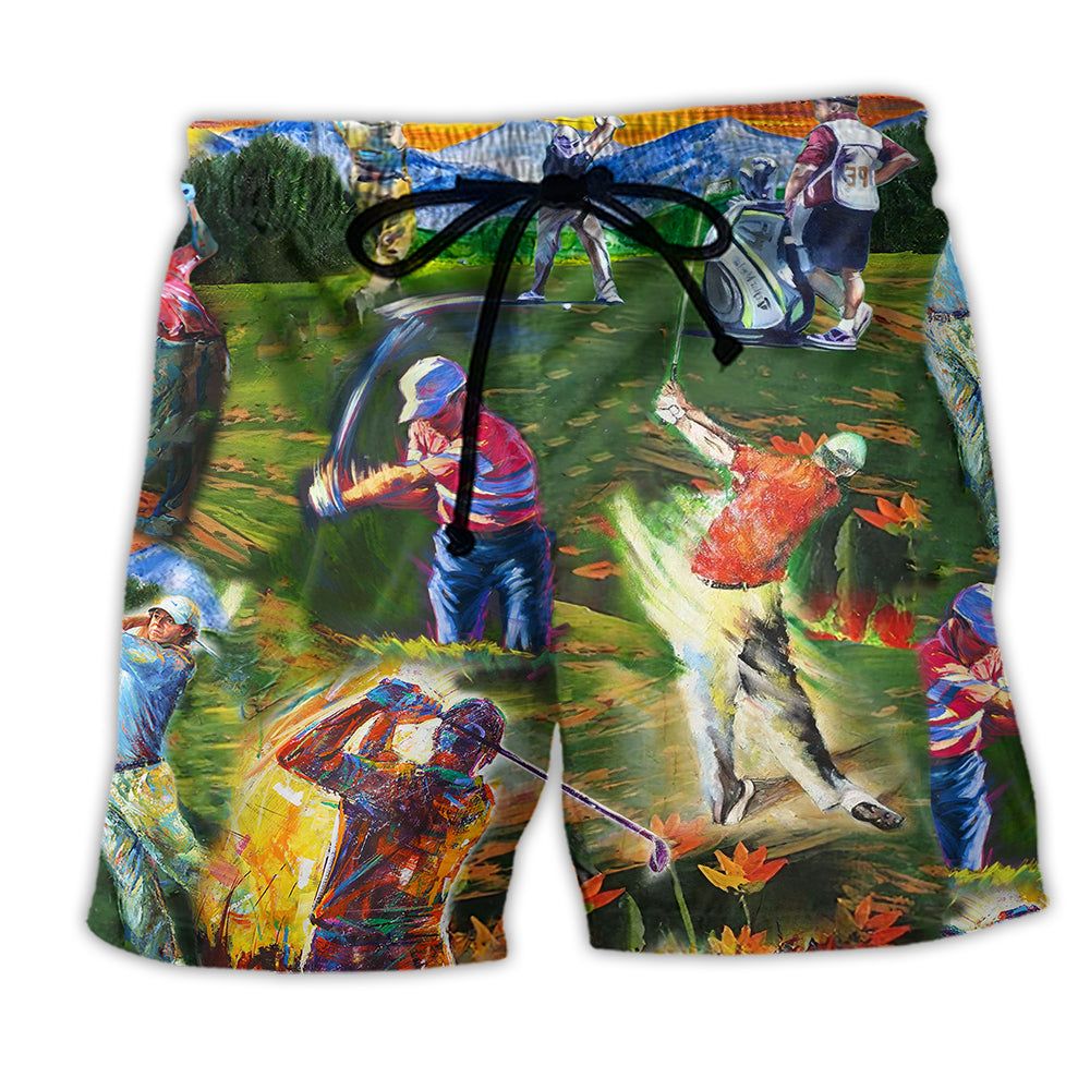 Golf Life Is Short Swing Hard Golf Cool Trendy Aloha Hawaiian Beach Shorts Golf Life Is Short Swing Hard Golf Cool Trendy Aloha Hawaiian Beach Shorts