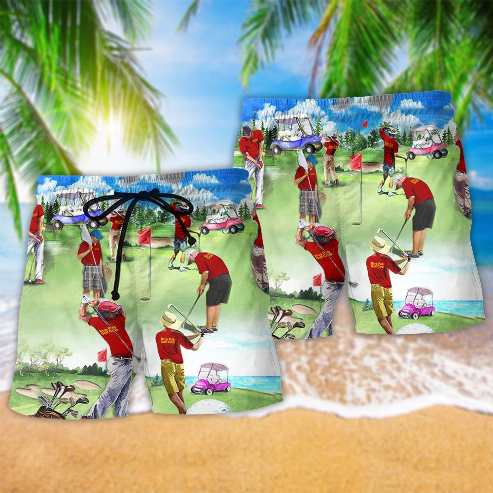 Golf Player Blue Sky Trendy Aloha Hawaiian Beach Shorts