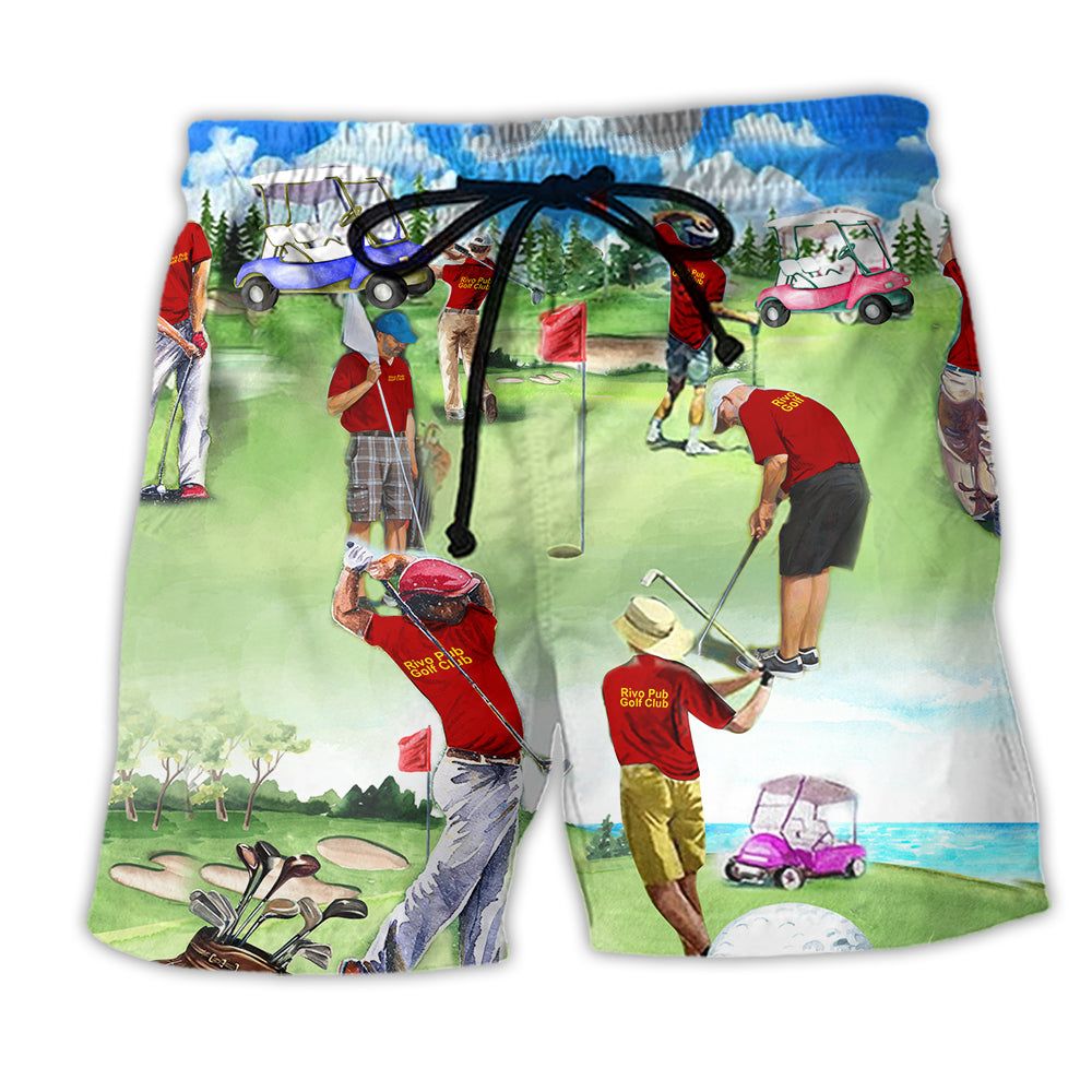 Golf Player Blue Sky Trendy Aloha Hawaiian Beach Shorts Golf Player Blue Sky Trendy Aloha Hawaiian Beach Shorts