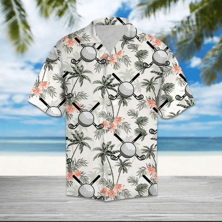 Golf Putter And Balls With Palm Trees Design Trendy Hawaiian Shirt