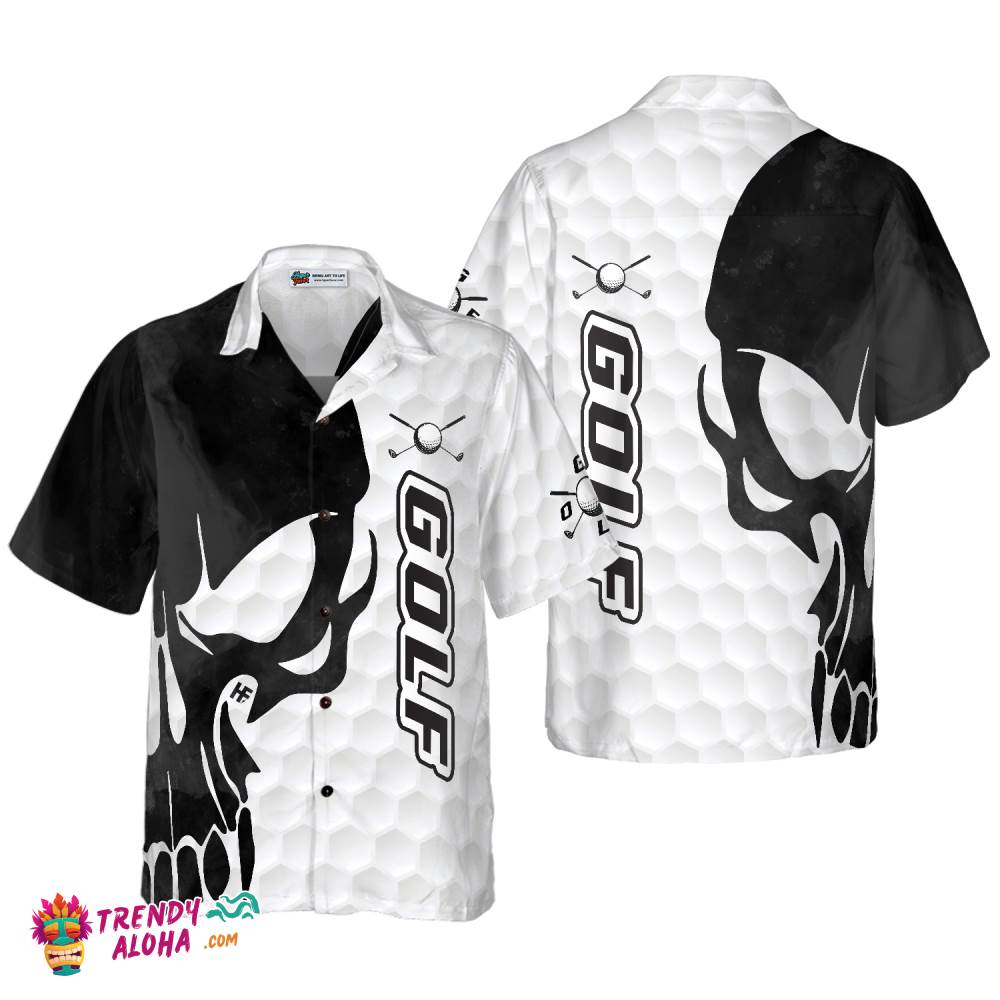 Golf Texture And Black Skull Hawaiian Shirt