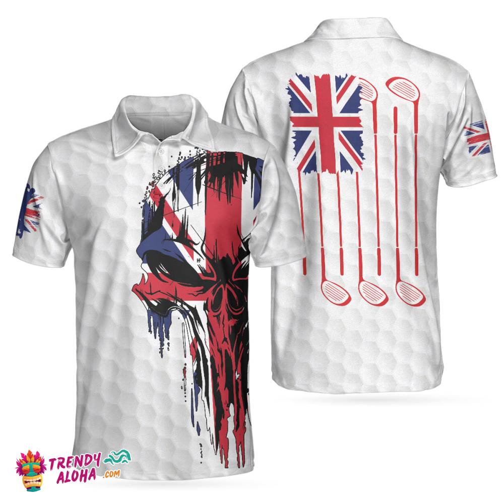 Golf United Kingdom Skull Flag Polo Shirt Golf United Kingdom Skull Flag Polo Shirt