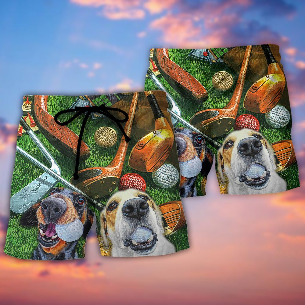 Golf Vintage Style Funny Dog Trendy Aloha Hawaiian Beach Shorts