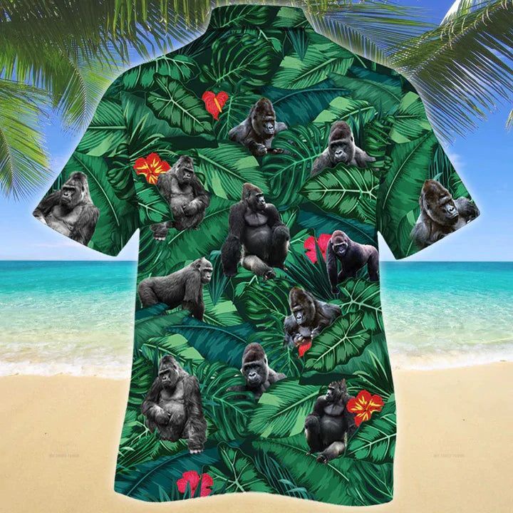 Gorilla Lovers Gift Hawaiian Shirt, Gorilla Aloha Shirt, Summer Short Sleeve Hawaiian Aloha Shirt For Men, Women