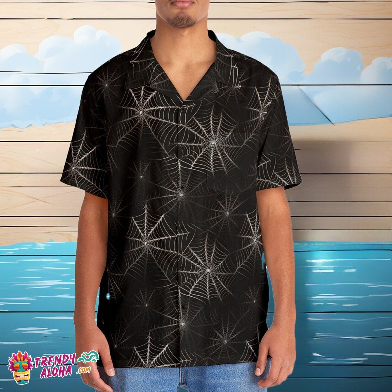 Gothic Spider Web Pattern Embracing Spooky Halloween Hawaiian Shirt