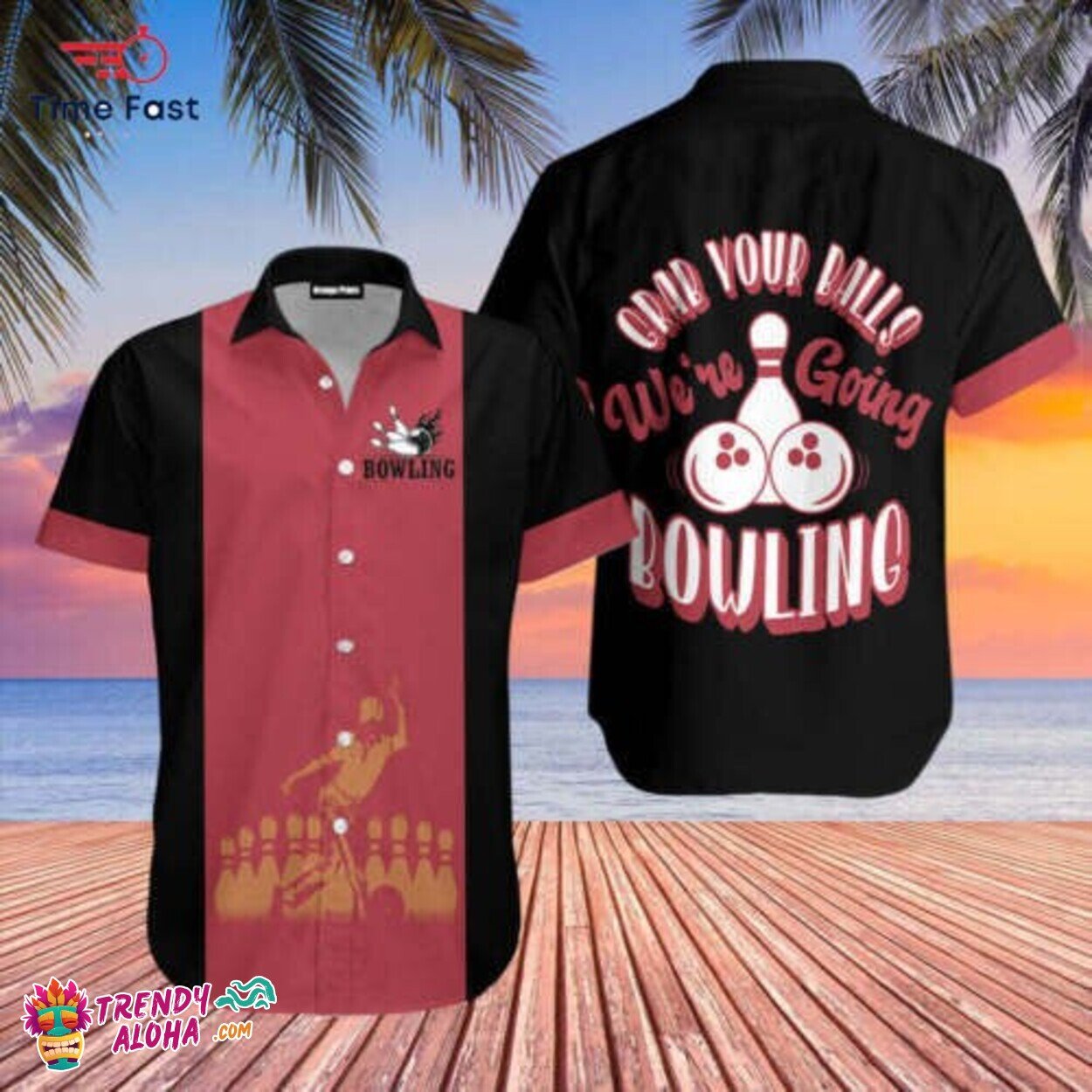 Grab Your Balls Bowling Hawaiian Beach Shirt Aloha S to 5XL US