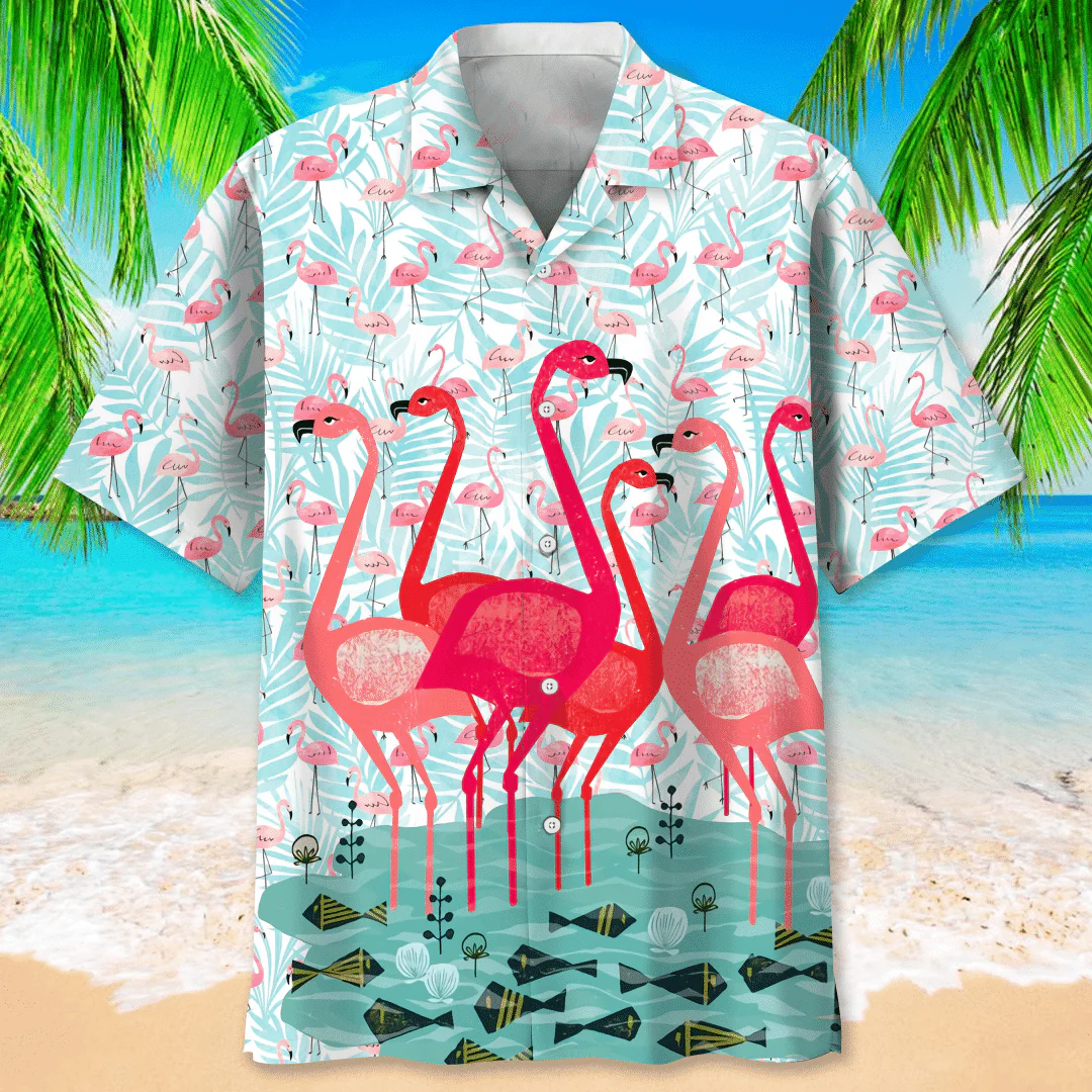 Graceful Flamingos 3D Hawaiian Shirt Printed Design Everywhere