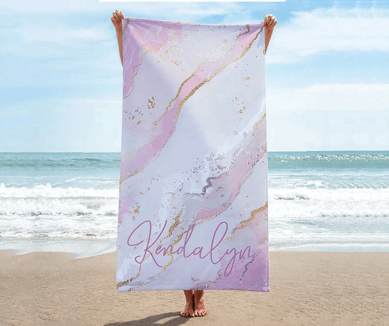 Personalized Boho Floral Bath Towel - 60x30 Inch Custom Name Beach Towel, Quick Dry Polyester For Yoga, Travel, Gift - View #7