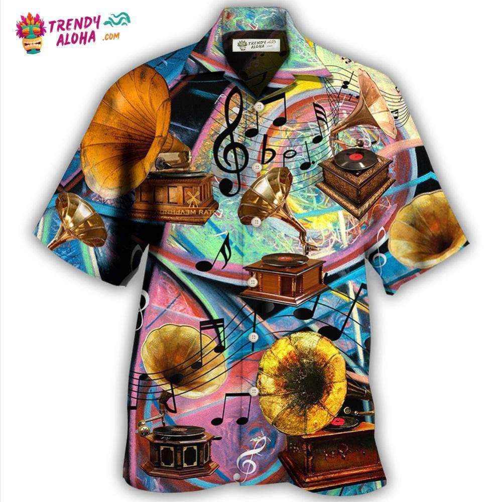 Gramophone Record Style Hawaiian Shirt – Trendy Aloha